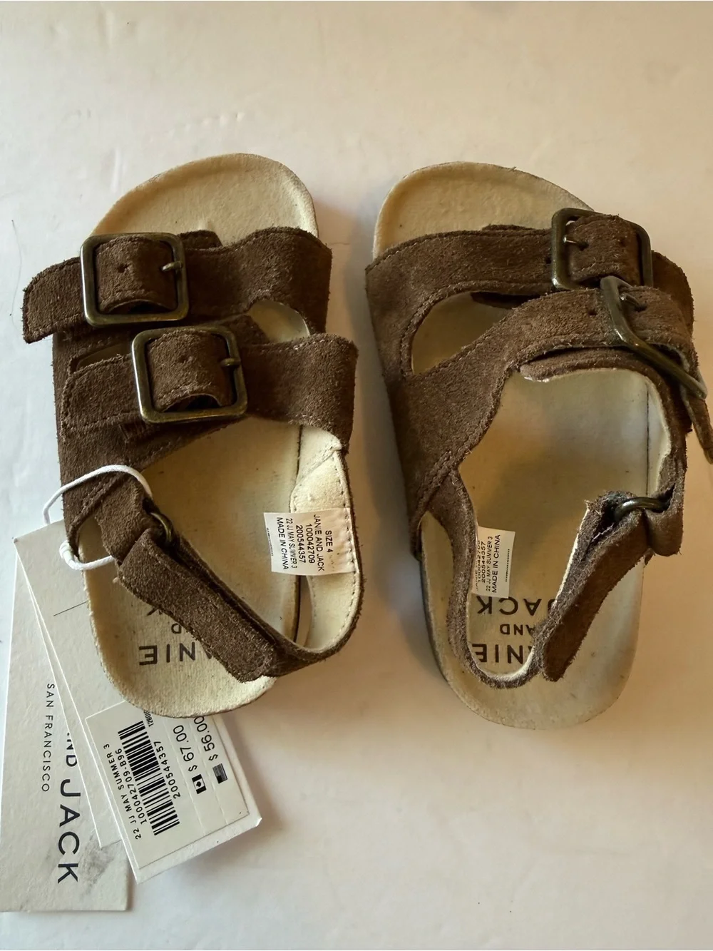 Janie and Jack Brown Suede Kids Buckle Sandals